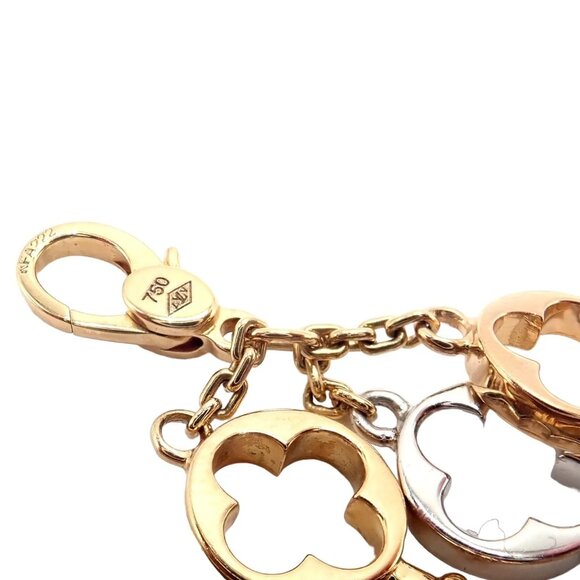 Rare! Louis Vuitton LV 18k Tri Color Gold Enamel Heart Three Keys Charm Pendant - Picture 7 of 8